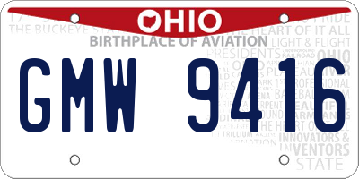 OH license plate GMW9416