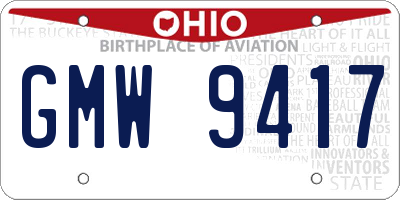 OH license plate GMW9417