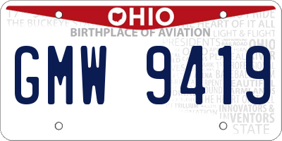 OH license plate GMW9419