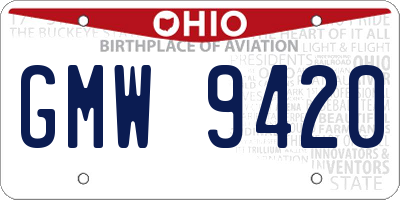 OH license plate GMW9420