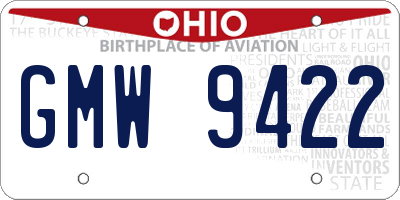 OH license plate GMW9422