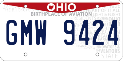 OH license plate GMW9424