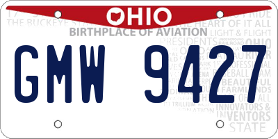 OH license plate GMW9427