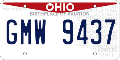 OH license plate GMW9437