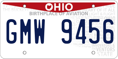 OH license plate GMW9456