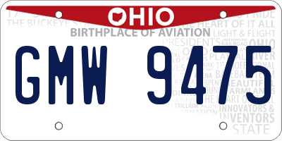 OH license plate GMW9475