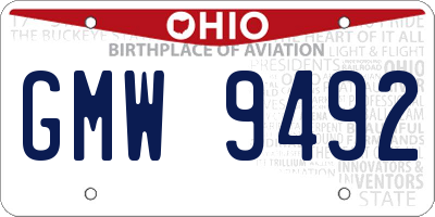 OH license plate GMW9492
