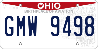 OH license plate GMW9498