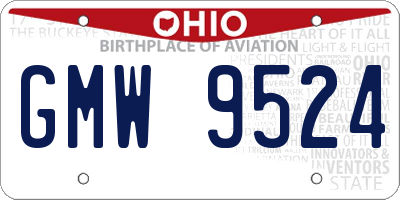 OH license plate GMW9524