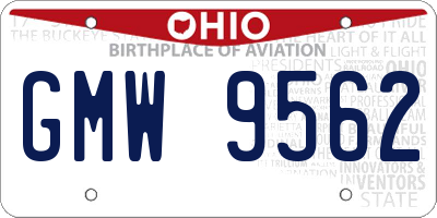 OH license plate GMW9562