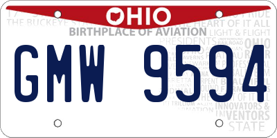 OH license plate GMW9594