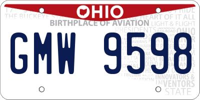 OH license plate GMW9598