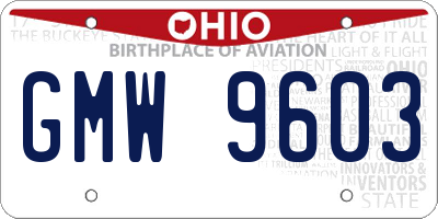 OH license plate GMW9603