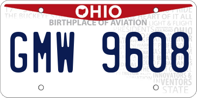 OH license plate GMW9608