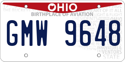 OH license plate GMW9648