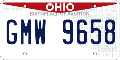 OH license plate GMW9658
