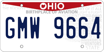 OH license plate GMW9664