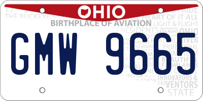 OH license plate GMW9665