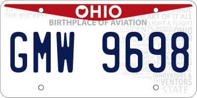 OH license plate GMW9698
