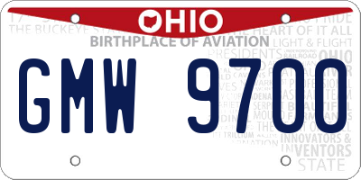 OH license plate GMW9700