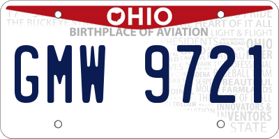 OH license plate GMW9721