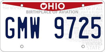 OH license plate GMW9725