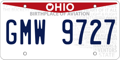 OH license plate GMW9727