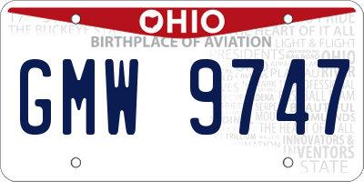 OH license plate GMW9747