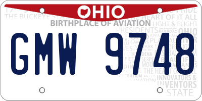 OH license plate GMW9748