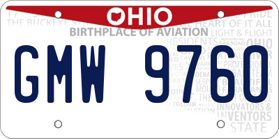 OH license plate GMW9760