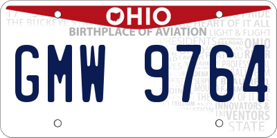 OH license plate GMW9764