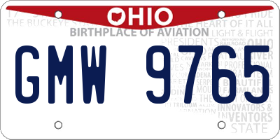 OH license plate GMW9765