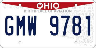 OH license plate GMW9781