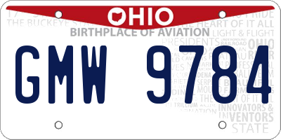 OH license plate GMW9784