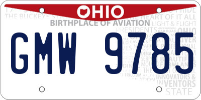 OH license plate GMW9785