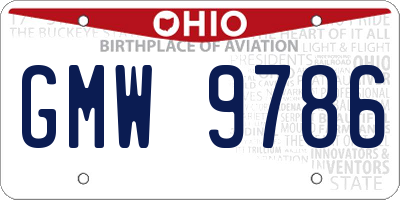 OH license plate GMW9786