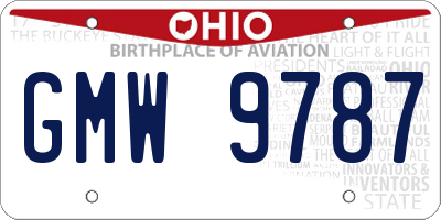 OH license plate GMW9787