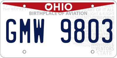 OH license plate GMW9803