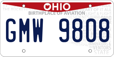 OH license plate GMW9808