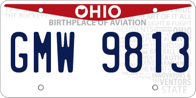 OH license plate GMW9813