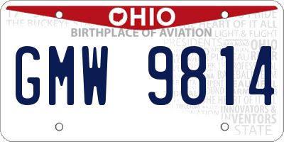 OH license plate GMW9814