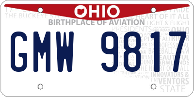 OH license plate GMW9817