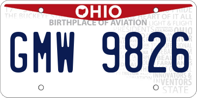OH license plate GMW9826
