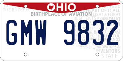 OH license plate GMW9832