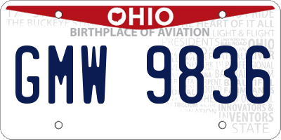 OH license plate GMW9836