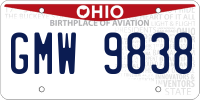 OH license plate GMW9838