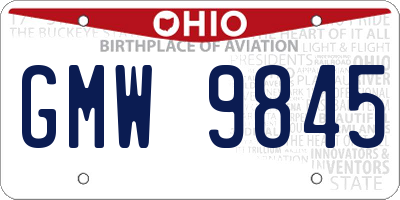 OH license plate GMW9845