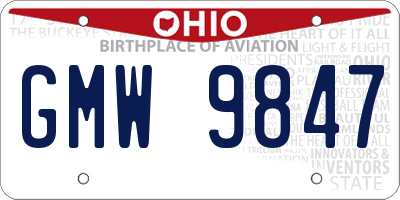 OH license plate GMW9847