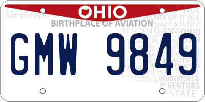 OH license plate GMW9849