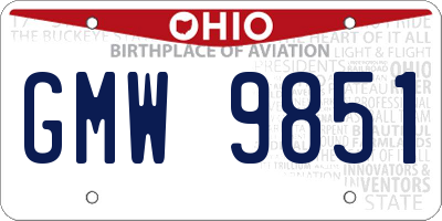 OH license plate GMW9851